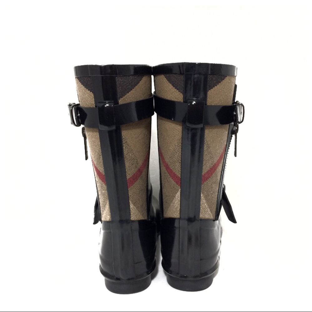 SOLD NEW Burberry Normandale Nova Check Rain Boots - Picture 5 of 8